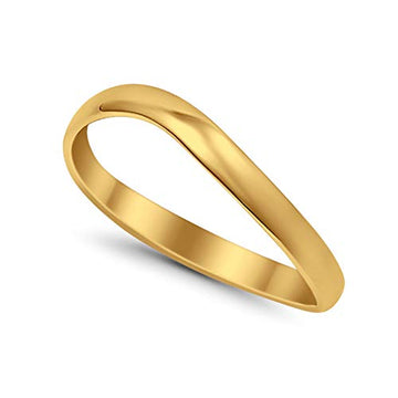 Thumb Curve Band Ring Yellow Tone 925 Sterling Silver